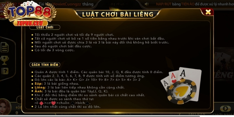 Cơ hội kiếm thưởng khi chơi Liêng Top88