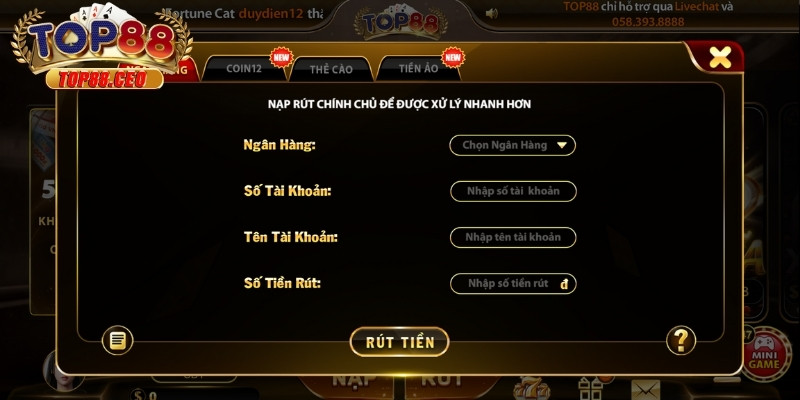 Những lưu ý quan trọng khi rút tiền tại Top88